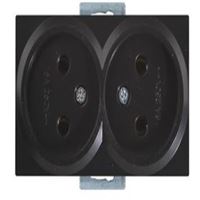 RİTA MEK TUŞ İKİLİ TOPRAKSIZ PRİZ PORSELEN SİYAH 1